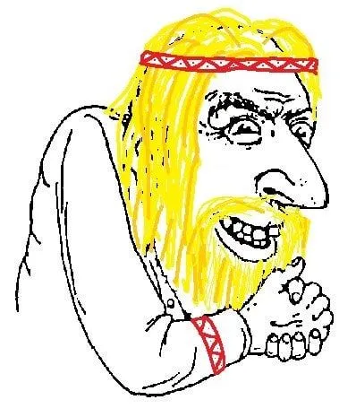 Молящийся бородатый викинг