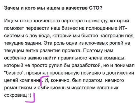Поиск CTO с пиратской душой