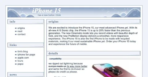 iPhone 15 Fake Retro Homepage