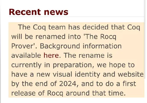 Coq Renamed to Rocq