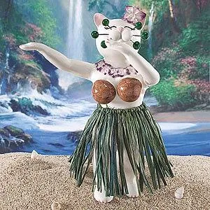 Кот танцует хула на пляже