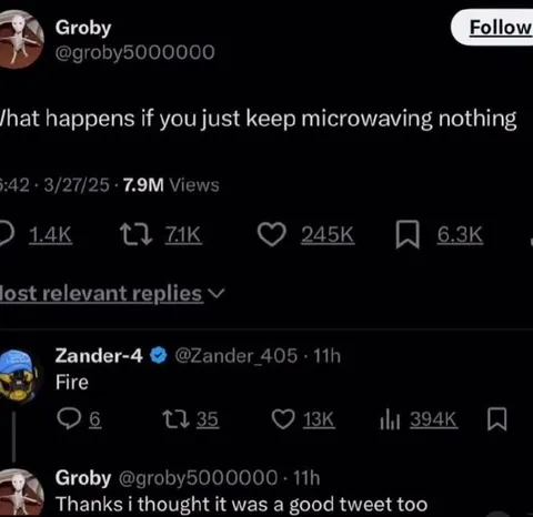 Microwaving Nothing Tweet