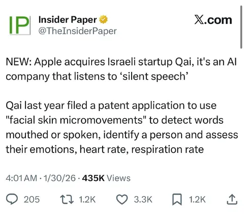 Apple Acquires Silent Speech AI