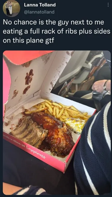 Full Rack of Ribs on a Plane