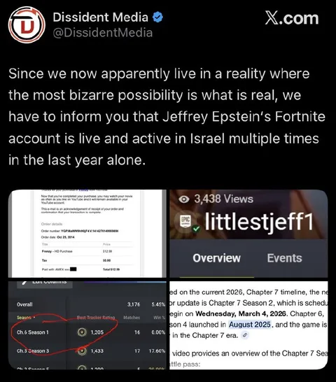 Jeffrey Epstein’s Fortnite Account Is Active