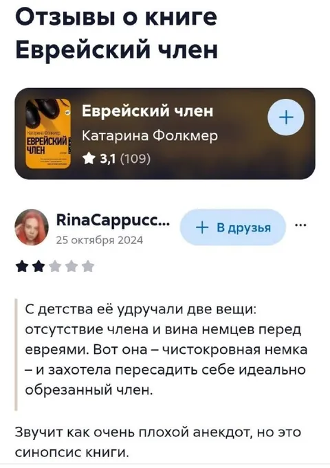 Отзывы о книге «Еврейский член»