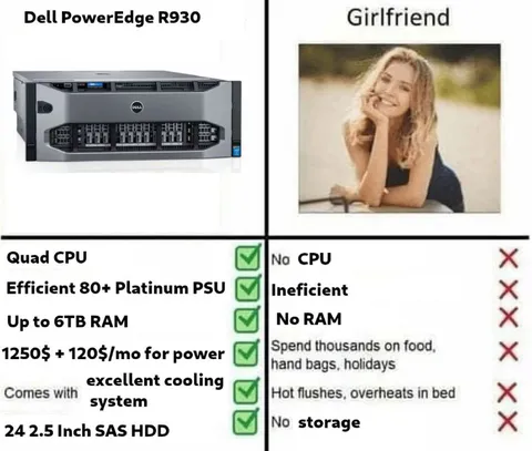 Dell server versus girlfriend checklist