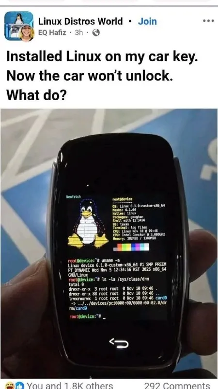 Linux Installed on Car Key