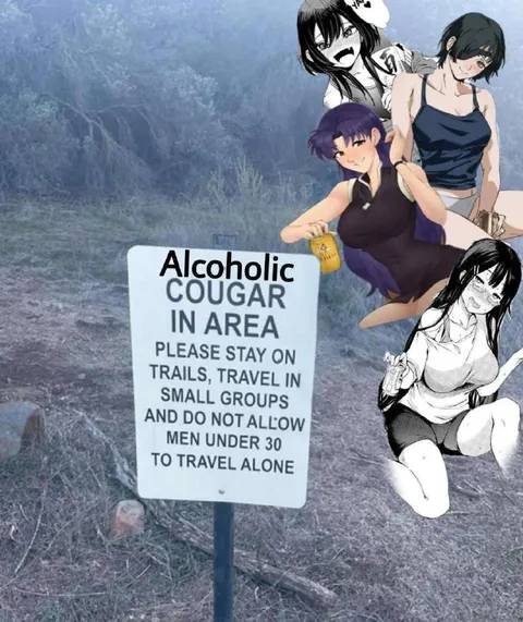 Alcoholic Cougar in Area Sign