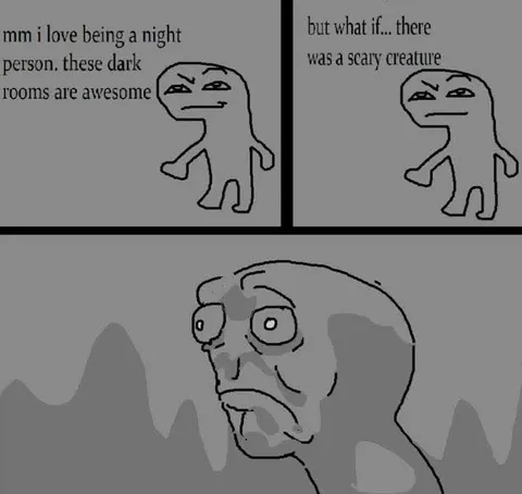 Night Person Meets a Scary Creature
