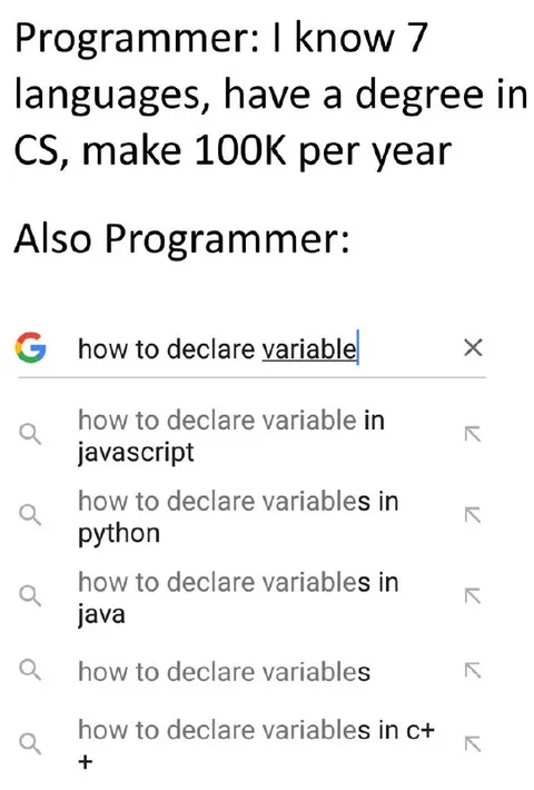 Programmer Googles Variable Declaration