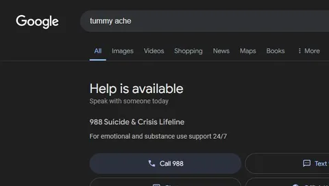 Google Thinks Tummy Ache Is Serious