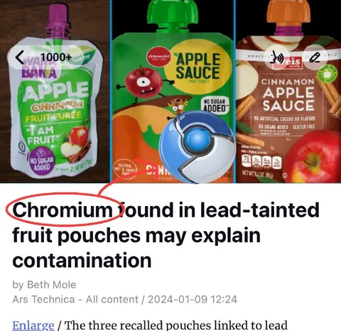 Chromium in Fruit Pouches
