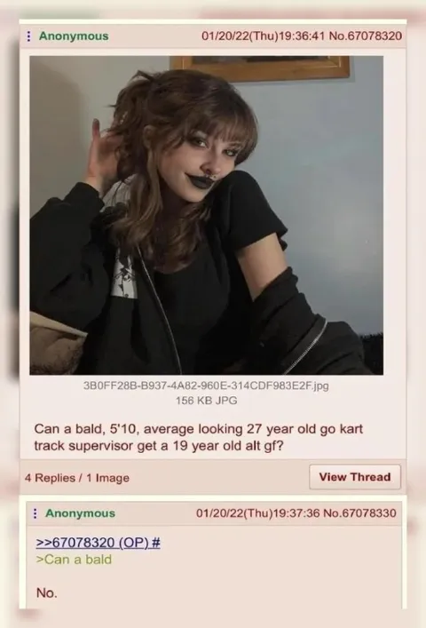 Can a bald guy get a 19 year old alt gf