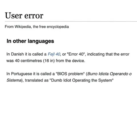 User Error Wikipedia Entry