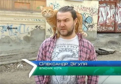 Власник кота на улице