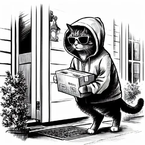 Кот приносит посылку