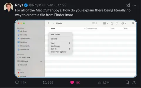 Mac Finder Cannot Create a File