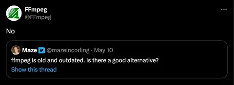 FFmpeg Alternative Rejection