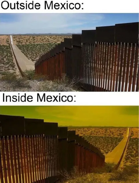 Outside and Inside Mexico Border Wall