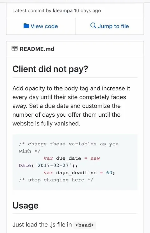 Client Did Not Pay Website Fade