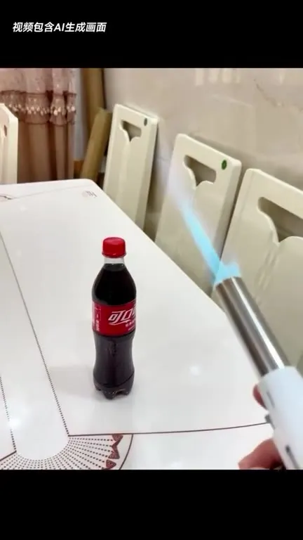 喷火枪把可乐变形了