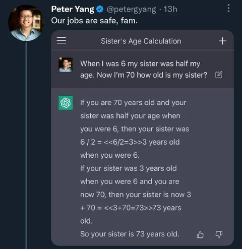ChatGPT Sister Age Calculation