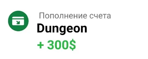 Пополнение счета в Dungeon