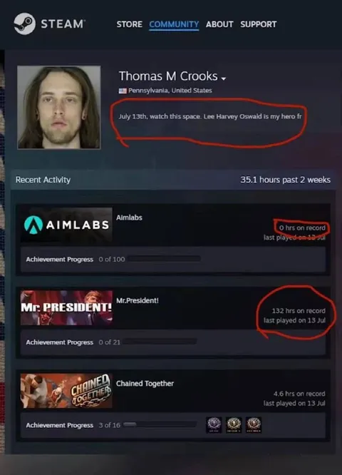 Thomas Crooks Steam Profile