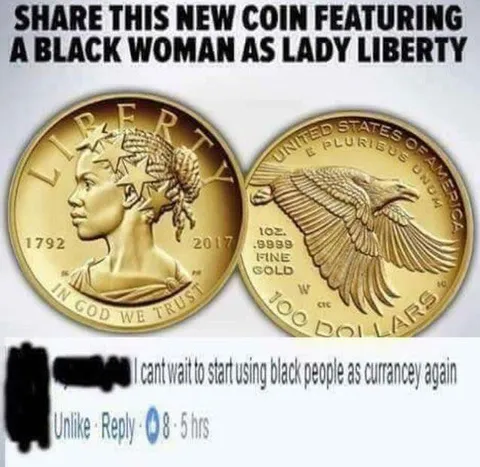 Black Lady Liberty Coin