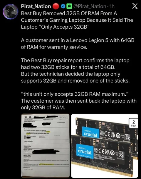 Best Buy Removes Half the RAM