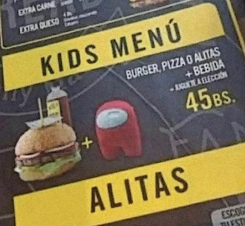 Menú infantil con alitas
