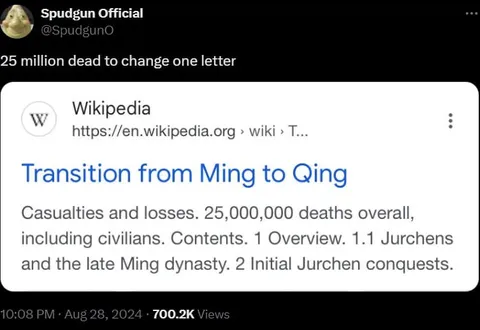 25 million dead to change one letter