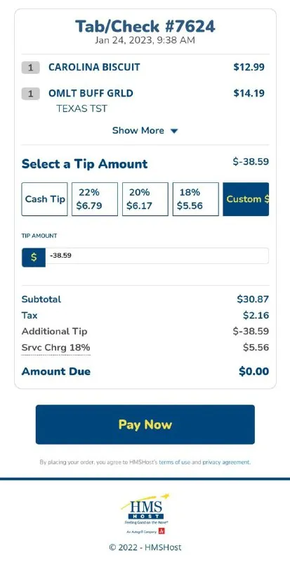 Negative Tip Pays the Customer