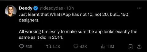 WhatsApp Has 150 Designers