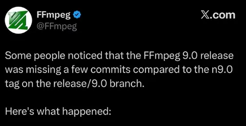 FFmpeg 9.0 Missing Commits