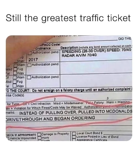 Greatest Traffic Ticket Ever