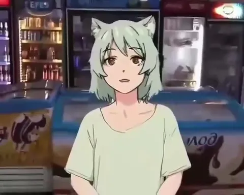 Котодевушка продаёт сигареты