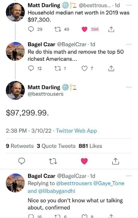 Recalculate the Median Wealth