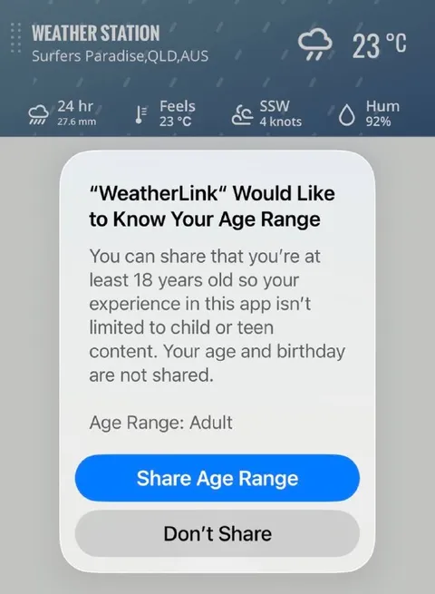Weather App Checks If You’re Adult