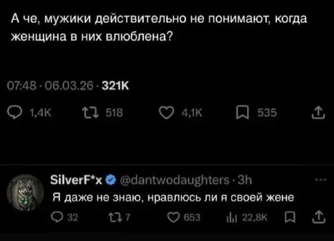 Мужчина не понимает любовь жены
