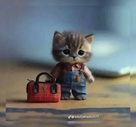 Маленький котёнок с сумочкой