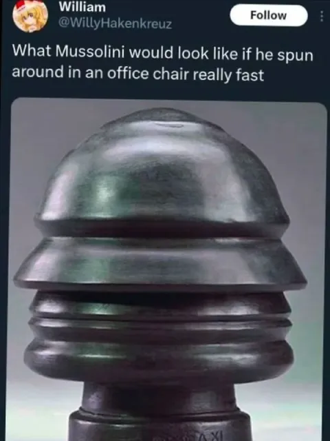 Spinning Mussolini in an Office Chair
