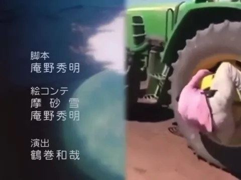 トラクターのタイヤに挟まる人