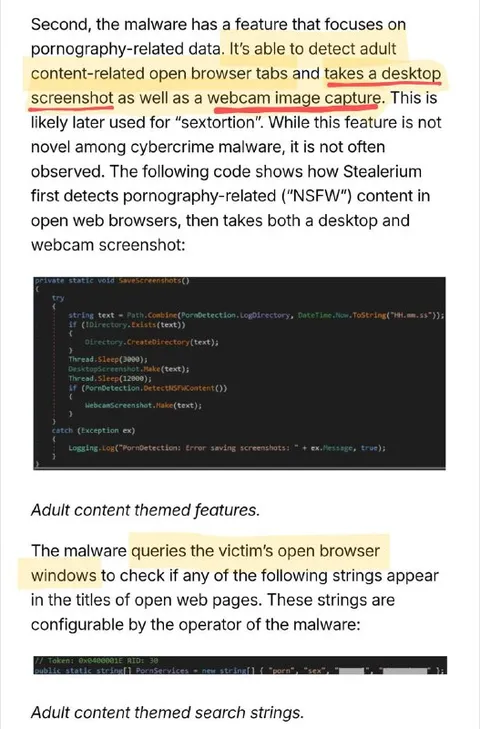 Malware Screenshots Adult Content