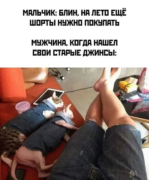 Старые джинсы стали шортами