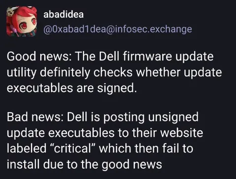 Dell Firmware Good News Bad News