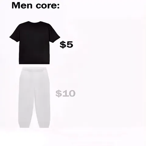Men core: cheap clothes, expensive PC