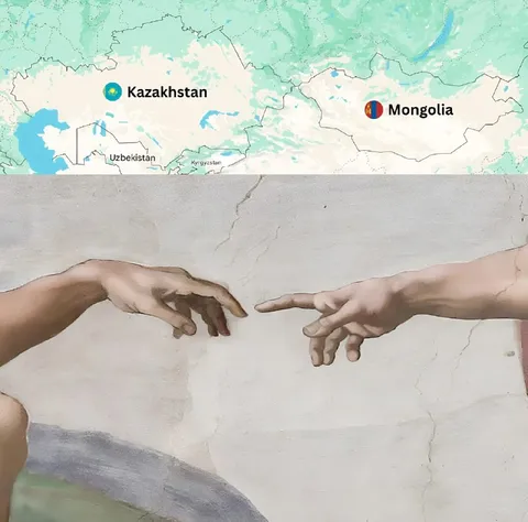 Kazakhstan and Mongolia Touching Hands
