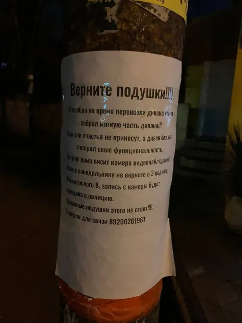 Верните подушки с дивана